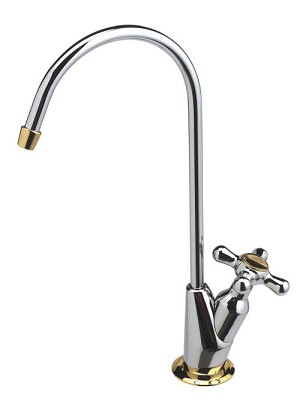 KF511, Polished Chrome Cross-Handle with Gold Trim Faucet
